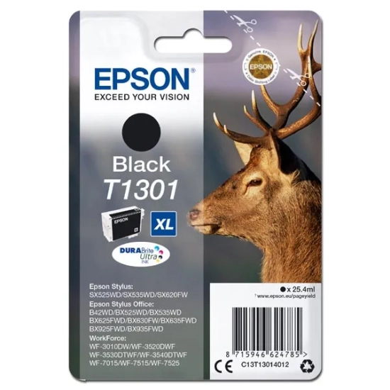 Oryginalny tusz Epson T1301 25 C13T13014012, czarny, 25,4 ml, 945 stron