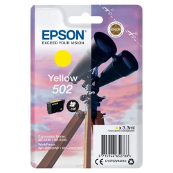Oryginalny tusz Epson 502 T02V440 C13T02V44010, żółty, 3,3 ml, 165 stron