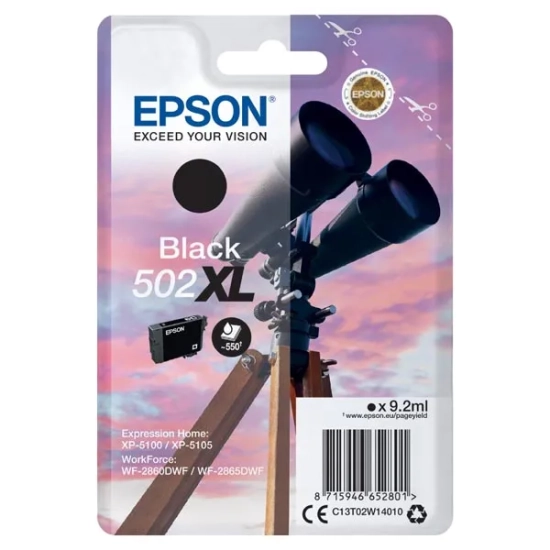 Oryginalny tusz Epson 502XL T02W140 C13T02W14010, czarny, 9,2 ml