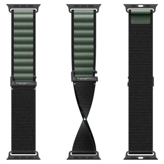 Pasek na zegarek Apple Watch 44 / 45 / 46 / 49 mm - czarno-zielony