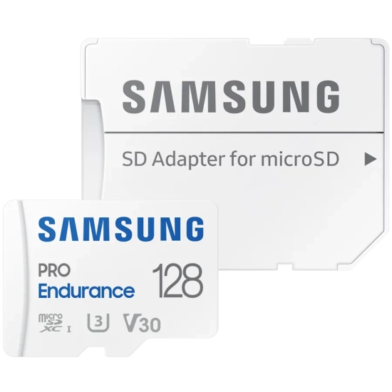 Karta pamięci Samsung PRO Endurance 128 GB microSDXC, model MB-MJ128KA/EU z adapterem SD.