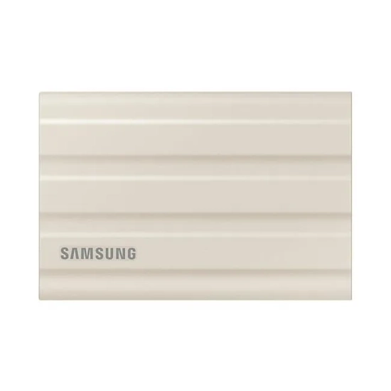 Przenośny dysk SSD Samsung T7 Shield 2 TB, model MU-PE2T0K/EU, kolor beżowy.