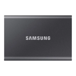 Przenośny dysk SSD Samsung T7 4 TB, model MU-PC4T0T/WW, kolor tytanowy szary.
