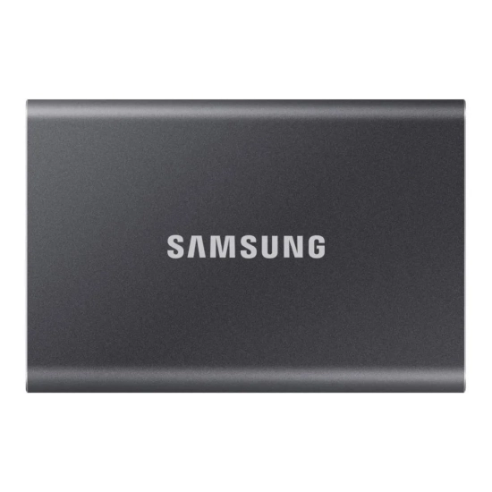 Przenośny dysk SSD Samsung T7 4 TB, model MU-PC4T0T/WW, kolor tytanowy szary.