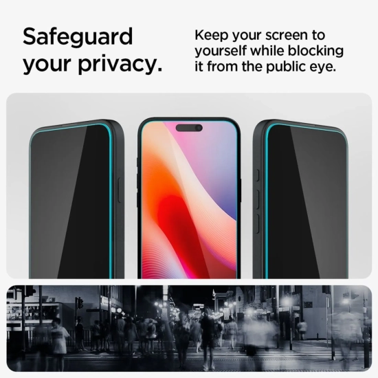 SPIGEN Szkło hartowane prywatyzujące na iPhone 15 / 16 z adapterem Glas.tR