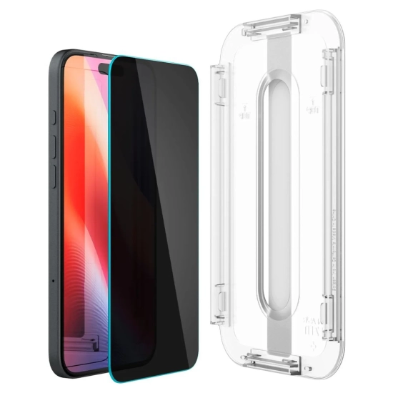 SPIGEN Szkło hartowane prywatyzujące na iPhone 15 / 16 z adapterem Glas.tR