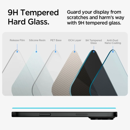SPIGEN Szkło hartowane prywatyzujące na iPhone 15 / 16 z adapterem Glas.tR