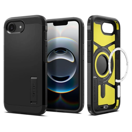 SPIGEN Etui case na iPhone 16e z podstawką Tough Armor MagSafe - czarne