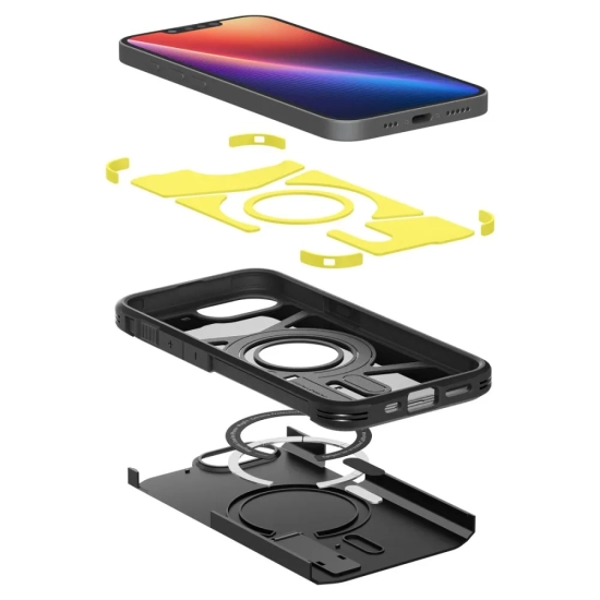 SPIGEN Etui case na iPhone 16e z podstawką Tough Armor MagSafe - czarne