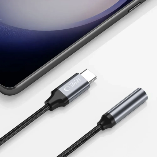 Tech-Protect Adapter przejsciówka USB-C - mini jack 3.5mm - czarny