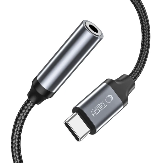 Tech-Protect Adapter przejsciówka USB-C - mini jack 3.5mm - czarny