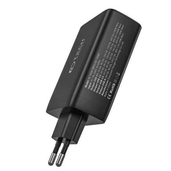 Tech-Protect Ładowarka sieciowa GaN 3x USB-C PD USB-A QC 100W- czarna
