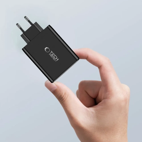 Tech-Protect Ładowarka sieciowa GaN 3x USB-C PD USB-A QC 100W- czarna
