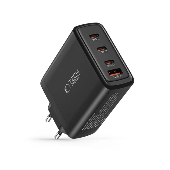 Tech-Protect Ładowarka sieciowa GaN 3x USB-C PD USB-A QC 100W- czarna