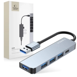 Tech-Protect 5w1 HUB rozdzielacz USB-A na USB-A USB-C - szary