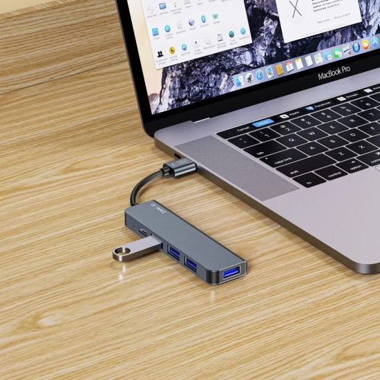 Tech-Protect 5w1 HUB rozdzielacz USB-A na USB-A USB-C - szary
