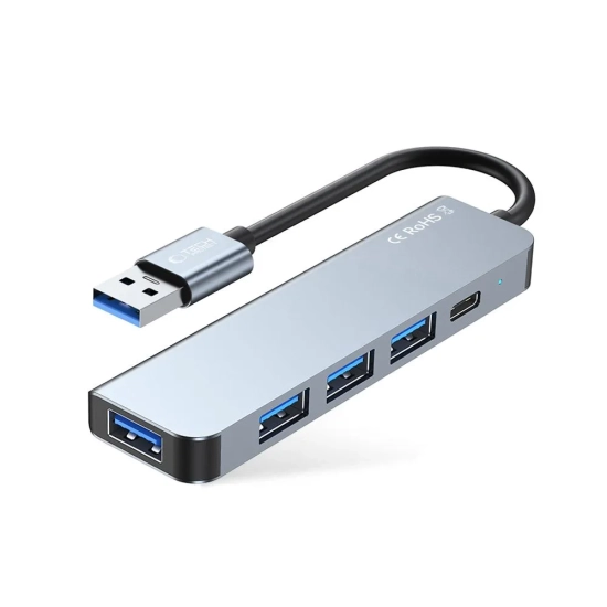 Tech-Protect 5w1 HUB rozdzielacz USB-A na USB-A USB-C - szary