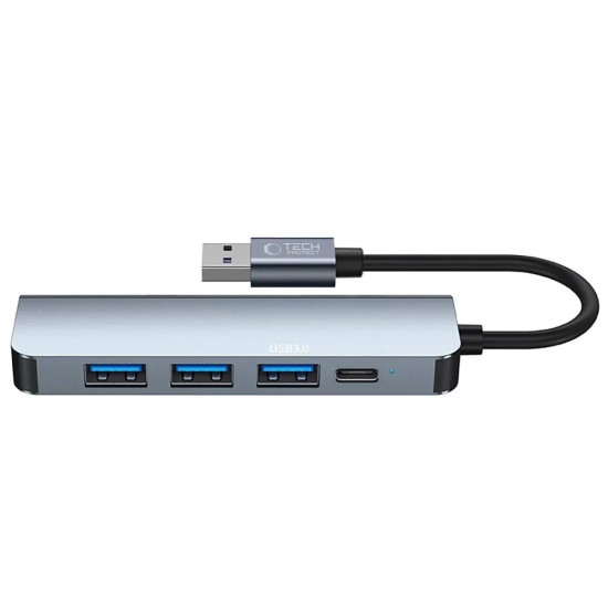 Tech-Protect 5w1 HUB rozdzielacz USB-A na USB-A USB-C - szary