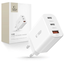 Tech-Protect Ładowarka sieciowa 2x USB-C PD / USB-A QC 30W - biała