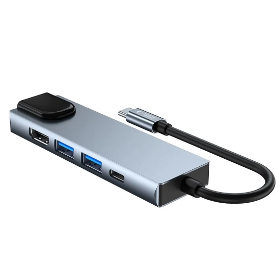 Tech-Protect 5w1 HUB rozdzielacz USB-C na USB-C USB-A HDMI RJ45 - szary