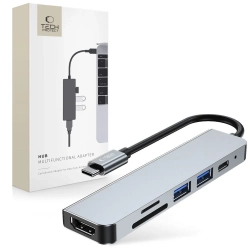 Tech-Protect 6w1 HUB rozdzielacz USB-C na USB-A USB-C HDMI micro SD / TF /