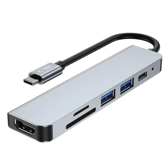 Tech-Protect 6w1 HUB rozdzielacz USB-C na USB-A USB-C HDMI micro SD / TF /