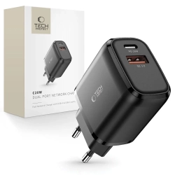 Tech-Protect Ładowarka sieciowa USB-C PD 20W / USB-A QC 3.0 - czarna